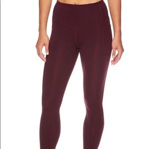 Burgundy Women's Gaiam Om Karma High-Waisted Leggings with side pockets